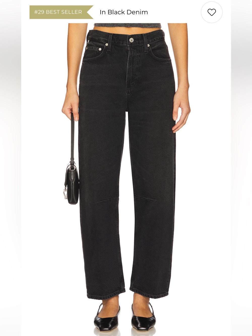 Citizens Of Humanity Miro Black wide barrel legs Sz 27 all cotton jeans